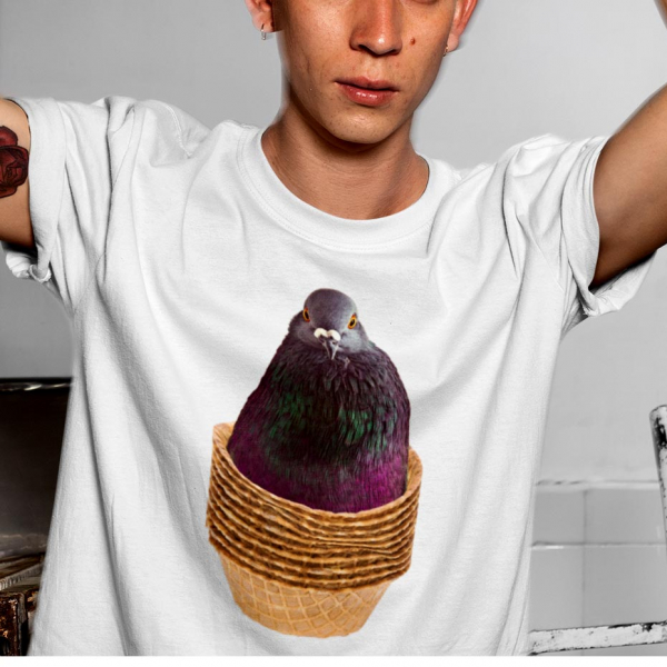 iced pigeon shirt eiswaffel taube ice cream cone ice waffle 1